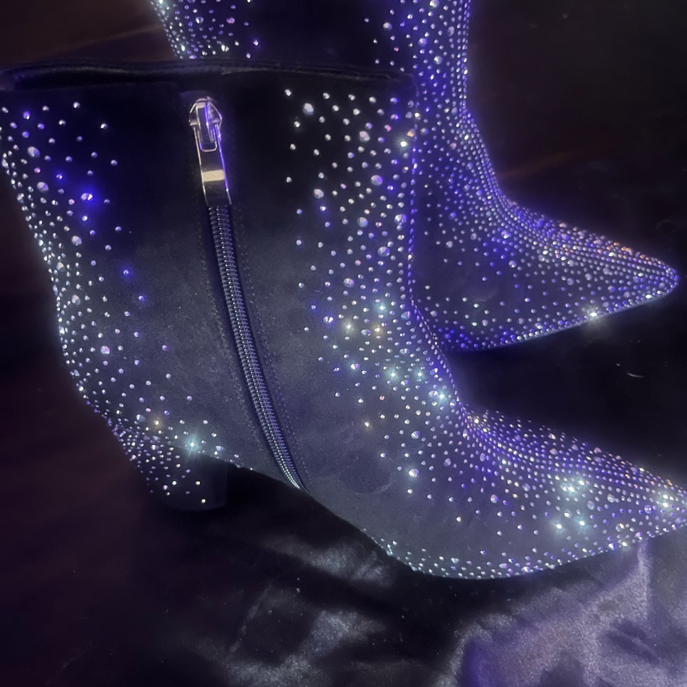 Sparkling Black Ankle Boots